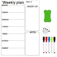 ♂ A4 Magnetic Weekly Plan Board Grocery List Fridge Notepad Planner Sheet Magnetic White Board Marker Pen Sponge Tablet Memo Pad