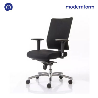 Modernform เก้าอี้สำนักงาน เก้าอี้ทำงาน เก้าอี้ออฟฟิศ เก้าอี้พนักพิงกลาง นั่งทำงานอย่างเพลิดเพลินแสนสบาย พักทุกสัดส่วนของร่างกายในยามที่ต้องการ แขนปรับระดับได้  ขาอะลูมิเนียม เบาะหุ้มผ้าดำ พนักพิงหุ้มผ้าตาข่ายดำ รุ่น PI