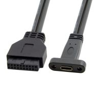 EL TRONICS 10กิกะบิต เมนบอร์ด USB 3.0 ประเภท C 19PIN ผู้ชาย สายต่อขยาย สายต่อขยาย สายเคเบิลอะแดปเตอร์ Type C ถึง19PIN USB-C หญิง3.0 19PIN สายต่อเมนบอร์ด สายเคเบิลส่วนหัวของ19PIN สายเคเบิล Type C ถึง19PIN