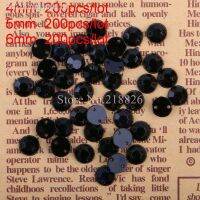 4mm / 5mm / 6mm Round Black Acrylic Rhinestone Flat Back Round Sew On Rhinestone 2 Holes Sew-On Crystal Beads 200pcs/pack