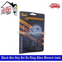 ㍿¤ 10 pieces Black Hex Key Set On Ring Allen Wrench tools