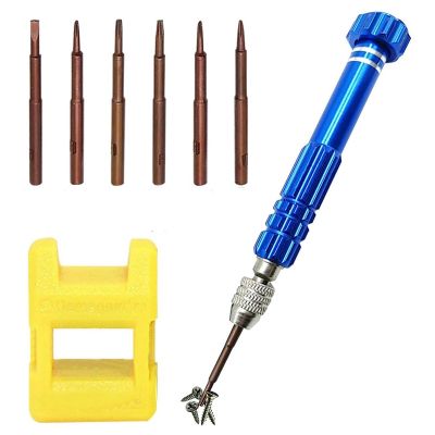 Magnetic 6 in 1 Tiny Screw Driver Kit, Small Screwdriver Set Perfect Mini Screws for Cell Phones, Watch, Eyeglass Etc