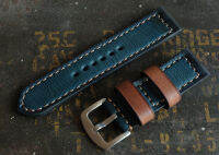 สายนาฬิกาแนว vintage หนังวัวญี่ปุ่นแท้ สีBlue lagoon ขนาด .,20 มม., 22มม., 24มม, watch strap สายนาฬิกาและบัคเคิล พร้อมส่งจากประเทศไทย