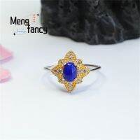 เครื่องประดับ [Xixi ornaments] S925ธรรมชาติเงินเลี่ยม Lapis Lazuli ใบหน้าแหวนแสงดาวเรียบง่ายใจกว้างแฟชั่นงดงามเครื่องประดับอย่างดีผู้หญิง