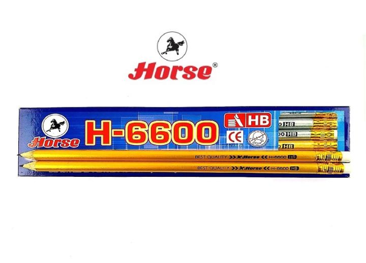 horse-ตราม้า-ดินสอดำ-hb-แท่งกลม-สีทอง-h-6600-บรรจุ-12-แท่ง-กล่อง-จำนวน-1-กล่อง