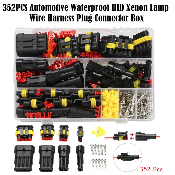 352pcs/Set Waterproof Connectors Kit Automotive Wire Quick Connector