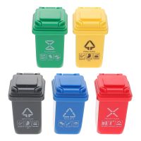 Garbage Can Trashmini Truck Model House Miniature Bin Sorting Small Toys Kidscurbsidedollhouse Scene Gamecans Recycling Set Pack