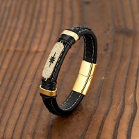 New Niche Design Neutral Polar Star Ball Shape Copper Gold-Plated 316 Stainless Steel Leather Cord Bracelet With Diamonds