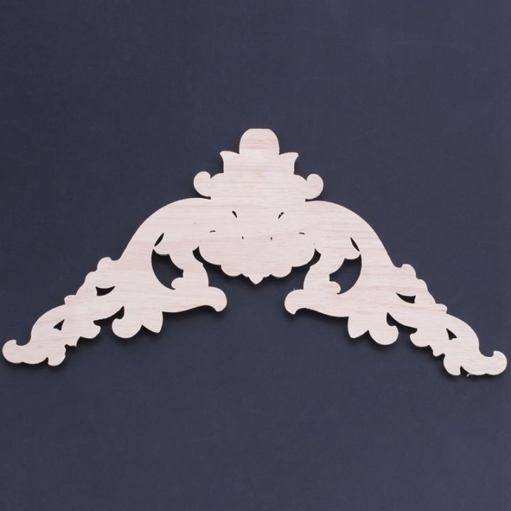 2x-20-x-20cm-rubber-wood-oak-carved-corner-onlay-applique-cabinet-unpainted