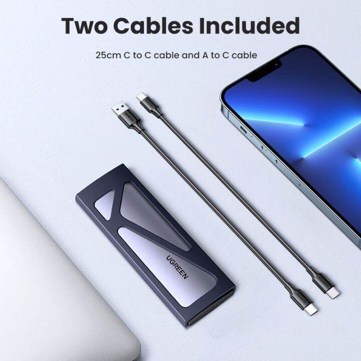 ugreen-เคสฮาร์ดไดรฟ์-usb-c-เป็น-m-2-nvme-ssd-10gbps-แบบพกพา-สําหรับฮาร์ดดิสก์