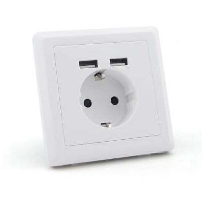 ☏◈ Allsome Dual 2 USB Port 5V 2.4A Wall Outlet Panel Plug Socket Electrical Power Outlet Charger Adapter for iPhone 8 HT149
