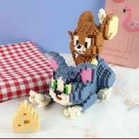 HC 9013 Cartoon Animal World Cat Mouse Pet Cheese Food 3D Model DIY Mini Diamond Blocks Bricks Building Toy for Children no Box