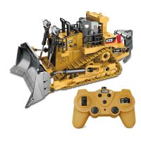 1:24 2.4GHz 9 Channels Remote Control Tractor Toy Bulldozer RC Aluminum Alloy Engineering Tractor Toys for Kids