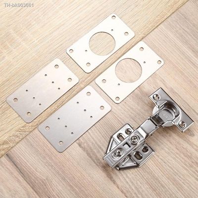 卍▤ 2 Pieces Of Durable Hinge Repair Plate Brushed Stainless Steel Fixing Plate Bracket Kit For Furniture Kitchen Closet Door