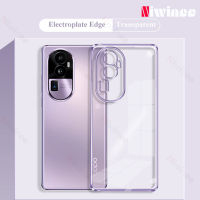 NIWINEE เคสโทรศัพท์เนื้อนิ่ม TPU ขอบสี่เหลี่ยมใสชุบผิวเรียบหรูสำหรับ OPPO Reno 10 Pro + 5G/Reno 10 Pro Plus 5G ฝาปิดโทรศัพท์แบบใสพร้อมเลนส์เต็มขายดีเคสเคสกันกระแทก