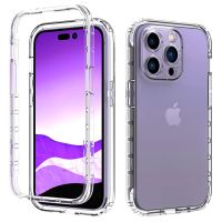 2 IN 1 Transparent Shockproof Case For iPhone 14 13 11 12 Pro Max XR XS Max X 14pro 14Plus Soft Silicone Clear TPU Back Cover  Screen Protectors