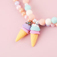 Makersland Kids Necklaces for Girls Ice Cream Pendant Beaded Resin Necklace Candy Color Cartoon Cute Jewelry Christmas Presents