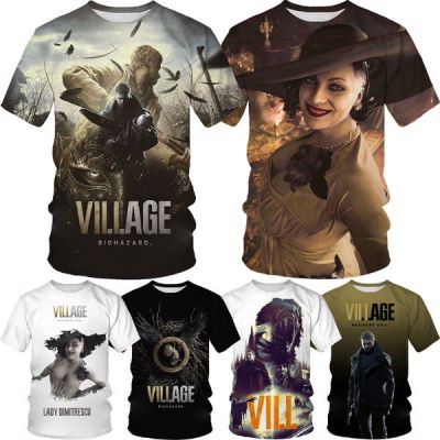 2023 Summer New Game Resident Evil 8 3D Printed T Mens Short-sleeved Shirt Unisex Casual Round Neck Plus Size T-shirt Village Fashion Harajuku Style Hip-hop