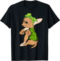 Love Mom Tattoo Funny Chihuahua Dog St Patricks Day Tshirt