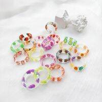 【CC】✉  Wholesale 20/30/50pcs/Lot Resin Fruit Transparent Smile Printed Jewelry Accessories