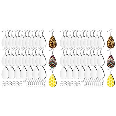 120Pcs Sublimation Blank Earrings Unfinished Teardrop Heat Transfer Printing Earrings Pendant for Jewelry DIY Making