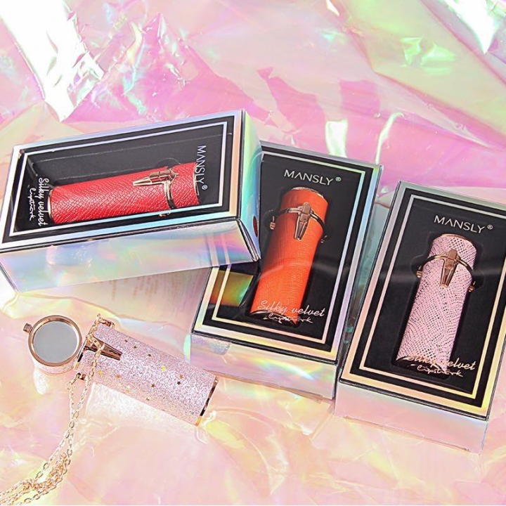 MANSLY Lipstick ลิปสติกเนื้อซาติน สีสวยกลบสีปากได้ดี มีกลิตเตอร์ แท่งดู