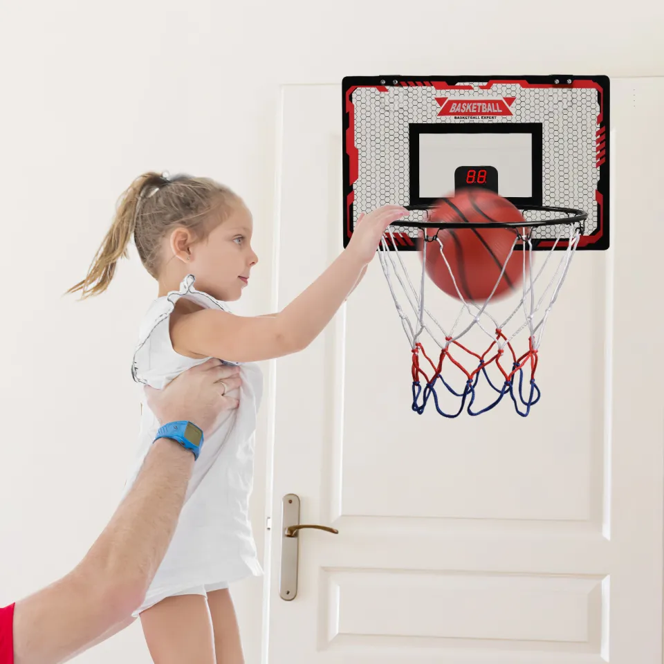 Basketball Hoop Indoor for Kids 16.5 X 12.5 - Automatic Scoring  Basketball Hoop Mini Basketball Hoop for Door with 2 Balls，Basketball Toy  for Kids