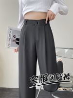 Uniqlo High-end 2023 NEW Gray narrow suit wide-leg pants for women 2023 new autumn small straight autumn suit pants with high-end drape