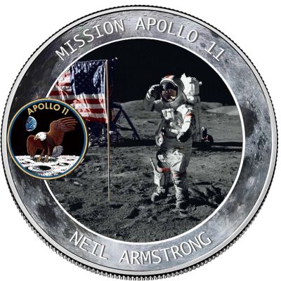 ต้องมี2019 50th ครบรอบปี Apollo 11ร่อนลงบนดวงจันทร์เงินเหรียญที่ระลึกของขวัญลดลง No3การจัดส่ง