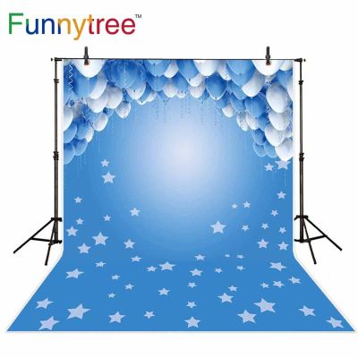 【Worth-Buy】 พื้นหลัง Funnytree สำหรับสตูดิโอถ่ายภาพลูกโป่งสีน้ำเงินอาบน้ำเด็กวันเกิดดาวฉากหลังถ่ายภาพ Photozone Photophone