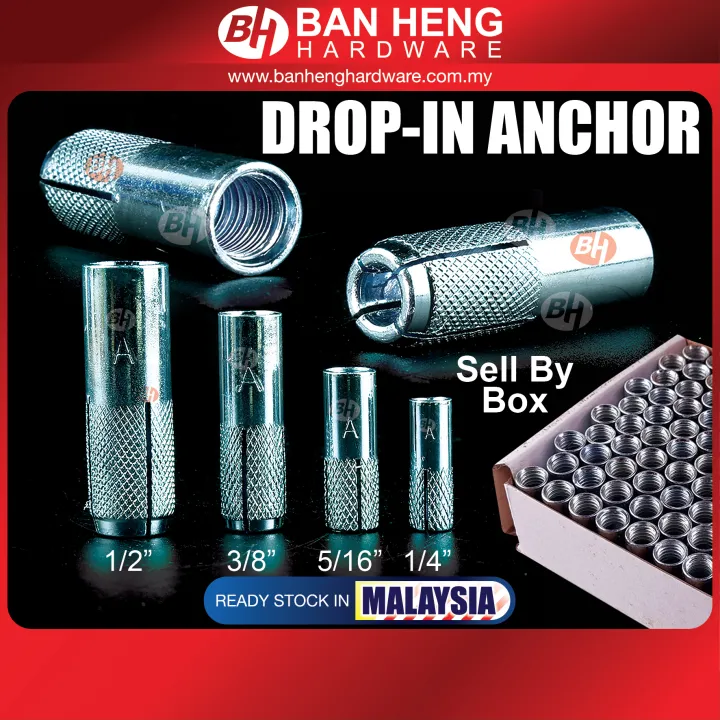 DROP IN ANCHOR / WALL PLUG 1/2'' X 2'' [50pcs/box] Lazada