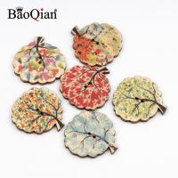 20pcs Colorful Tree Shape Wooden Buttons For Clothing Crafts Scrapbooking DIY Wooden botones Decoration Sewing Accessories 30mm Haberdashery