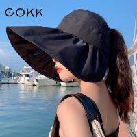 【CC】 COKK Hat Printing Big Brim Outdoor Uv Protection Top Female Beach