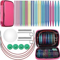 ♂✿ஐ 26 Pieces Aluminum Interchangeable Circular Knitting Needle Set13 Size Interchangeable Crochet Needles for Knitting