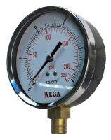 เกจแรงดัน 4" เกลียวล่าง 3/8" WEGA pressure gauge เหล็ก ขนาดหน้าปัด 4 นิ้ว เกลียว 3/8" ออกด้านล่าง