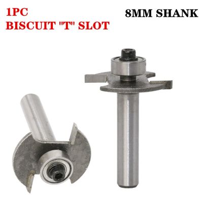 1pc 8mm Shank T-Track T-Slot Wood Router Bits งานไม้เครื่องตัดมิลลิ่ง เครื่องมือ ขอบตรง Blade Router Bit สําหรับไม้