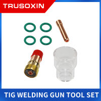 7Pcs TIG เชื่อมไฟฉาย Stubby Gas เลนส์ #12ถ้วยแก้ว Contact Tips Kit สำหรับ WP-17/WP18 WP26ชิ้นส่วนเครื่องมือถ้วยทนความร้อน