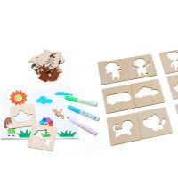 20pcs Kids Drawing Toy Wooden Drawing Template Board Set Art Craft Learning Toy Educational Toy For Children Drawing Accessories Rulers  Stencils