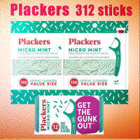 Plackers micro mint  dental flossers 312 counts 150ct*2 ct sure-zip bags + 12ct*1 refillable travel cases