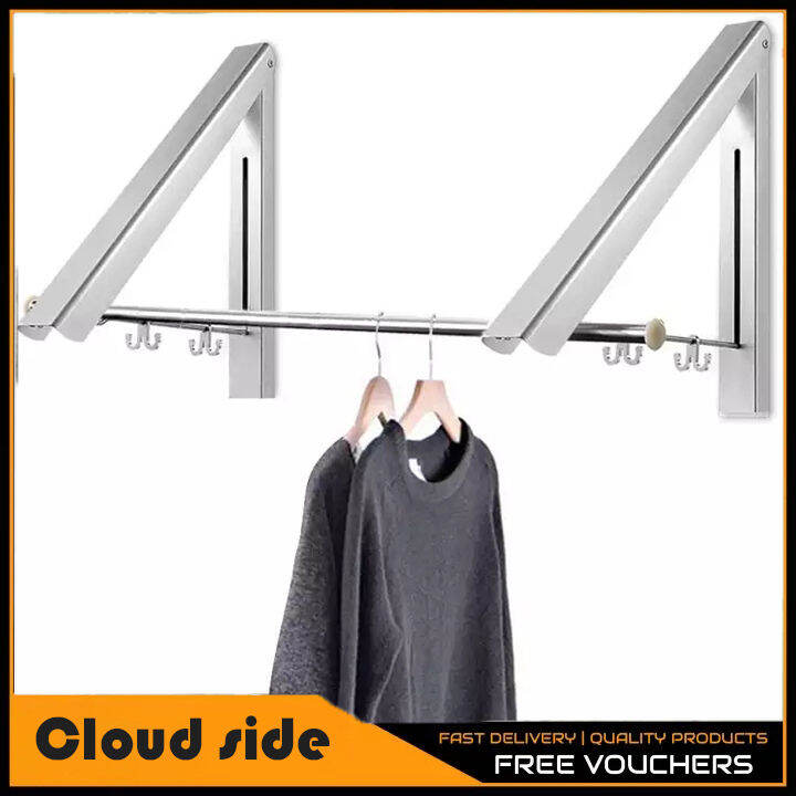 Aluminum Foldable Wall Clothes Hanger Wall Mounted Retractable Clothes