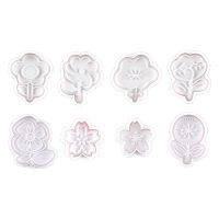 8pcs 3D Flower Pattern Plastic Baking Mold Kitchen Biscuit Cookie Cutter Pastry Plunger Die Fondant Cake Decorating Tools