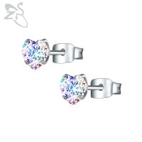Heart Women Earring Fashion Jewelry Cute Crystal Earrings Push Metal Surgical Steel Ear Stud Childern Earring Boucle D 39;oreille