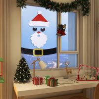 【LZ】✷  Christmas Glitter Window Stickers Merry Christmas Decorations For Home Santa Claus Snowman Door Wall Sticker Happy New Year 2024