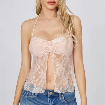 Lace Corset Crop Tops for Women - See Through Tops for Women