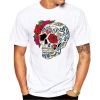 Heart Break Skull Designer Men T-Shirt Crew Neck Mexican Tops Hipster Flower Skull Printed T Shirts Cool Tees 【Size S-4XL-5XL-6XL】