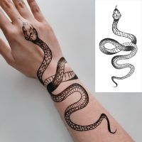 hot！【DT】๑❏  Big Size Temporary Stickers Snake Fake Tattoos Men Clavicle Arm Dark Transfer Tatoo