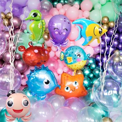 5pcs Fish Sea Animal Balloons Starfish Sea horse Air Balloon Ocean World Under Sea Theme Birthday party Decoration Baby Shower Balloons