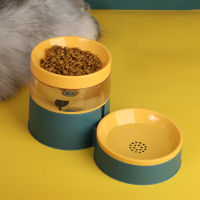 Spot parcel post Cross-Border New Arrival Contrast Color Automatic Feeder Bowl Height Increasing Neck Protection Water Dispenser Cat Bowl Water and Grain Dual-Use Dog Food Bowl