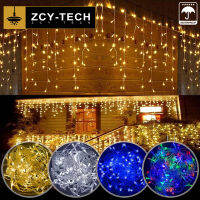 ZCY 4เมตร100LEDs นางฟ้าไฟ Led ม่านน้ำแข็งสตริงแสงน้ำตกกลางแจ้งตกแต่งกันน้ำพวงมาลัยไฟสำหรับคริสต์มาสปาร์ตี้ในสวนวันหยุดโรแมนติกบรรยากาศงานแต่งงานโคมไฟแสงแสดง