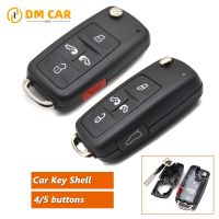 DMKEY car key cover replacement 4/4 1buttons for VW Volkswagen Sharan T5 Caravelle Multivan flip remote key shell